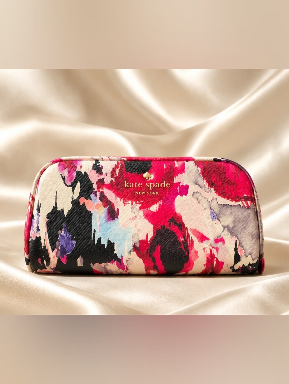kate spade New York Floral Zip Cosmetic Case - Pink, Red, Black, Cream, Purple